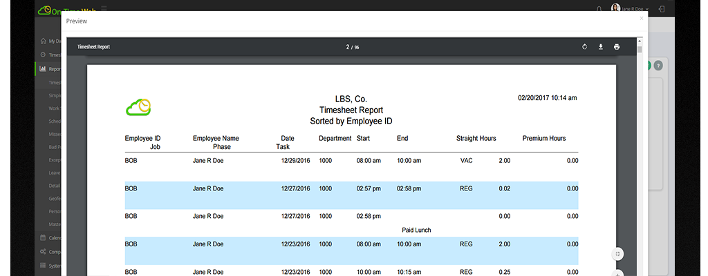 Timesheet Report