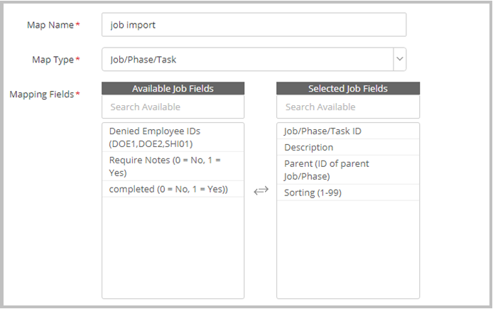 Creating the Job/Phase/Task Import template